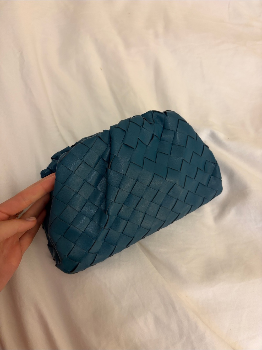Woven Drawstring Clutch Bag Teal - Look Alike Bottega